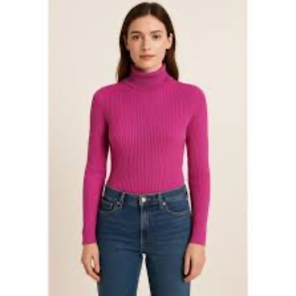 Lauren Ralph Lauren Pink Waffle Knit Cowl Neck Lightweight Sweater Med EUC